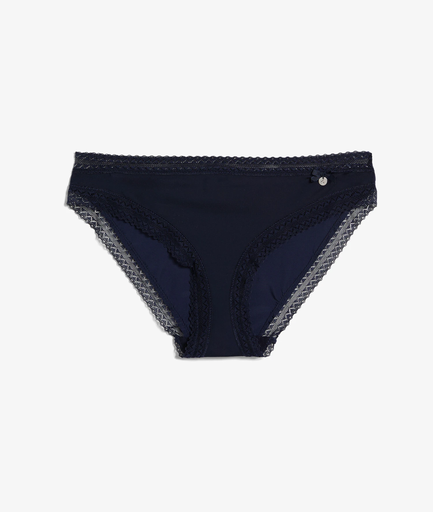 Damen Slip in Blau mit grafischer Spitze und Satin-Schleife 5 Damen Slip in Blau mit grafischer Spitze und Satin-Schleife – Bild 5