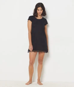 Damen Nachthemd Schwarz mit Spitze - Weich & Nachhaltig -Etam Verkäufe 648585305 6