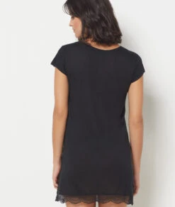 Damen Nachthemd Schwarz mit Spitze - Weich & Nachhaltig -Etam Verkäufe 648585305 a