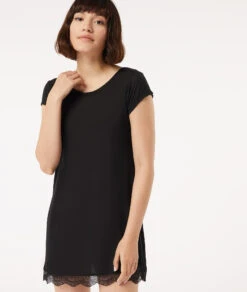 Damen Nachthemd Schwarz mit Spitze - Weich & Nachhaltig -Etam Verkäufe 648585305 c
