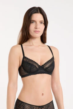 Classic Unpadded Underwire Bra in Elegant Black Lace