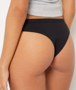 Damen Tangas im 3er-Pack – Schwarz, Grau & Weiß mit Stretch-Bund