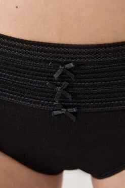 Damen Pantys 3er-Pack aus Bio-Baumwolle mit Spitzenkante - Schwarz -Etam Verkäufe 650352105 c