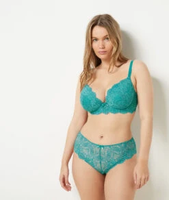 Spitzen-Shorty Damen in Türkis – Eleganter Hipster mit Blumen-Spitze