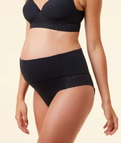 Umstands-Panty Hohe Taille - Bequemer Schwangerschafts-Slip mit Spitze Schwarz -Etam Verkäufe 651413005 c