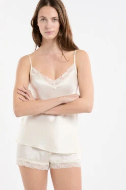 Luxuriöses Seiden-Top mit floraler Spitze – 100% Naturseide Camisole -Etam Verkäufe 651534459 b