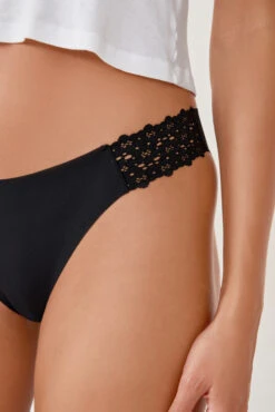 Schwarzes Mikrofaser Panty mit Eleganter Spitze - Weicher Tragekomfort -Etam Verkäufe 651567705 c
