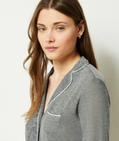 Klassisches Herren Pyjamahemd in Grau - Stilvolle Nachtwäsche mit Knopfleiste -Etam Verkäufe 651599502 b