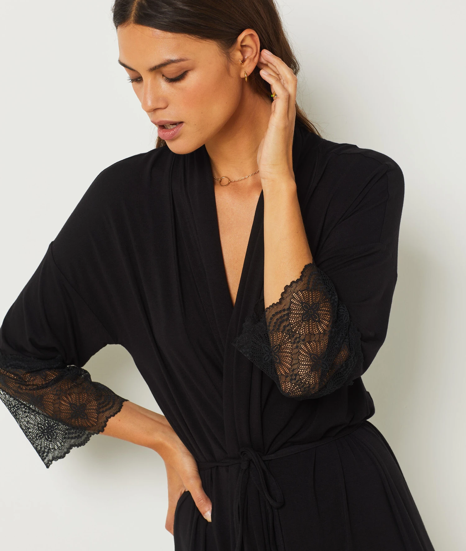 Negligé Mit Spitzendetails SCHWARZ 5 Negligé Mit Spitzendetails SCHWARZ – Bild 5