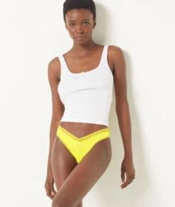 Power Tanga in V-Form mit edlen Spitzendetails – Zitronengelb -Etam Verkäufe 652442552 6