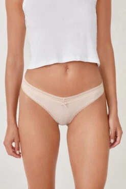 Power Hoch Ausgeschnittener Tanga mit Spitze - Linen