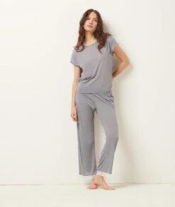 Damen Pyjama-Top Marineblau mit Spitze – Ultraweiches Kurzarm-Schlafshirt 7 Damen Pyjama-Top Marineblau mit Spitze – Ultraweiches Kurzarm-Schlafshirt -Etam Verkäufe 652455325 6