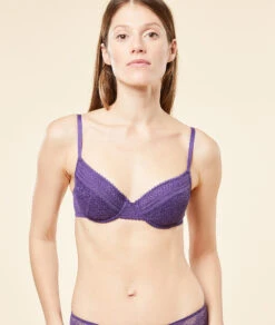 Spitzen BH Violett - Leicht Gefütterter Bügel-BH mit Grafik-Spitze