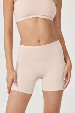 Bequeme Bio-Baumwolle Radlerhose - Dehnbare Shaping-Shorts in Beige