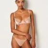 Luxury Silk & Tulle String Thong with Elegant Gold Rings - Blush -Etam Verkäufe 652774794 x