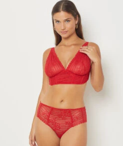 Eleganter Roter Triangel-Balconette BH mit Spitze und Bügeln 6 Eleganter Roter Triangel-Balconette BH mit Spitze und Bügeln -Etam Verkäufe 652780473 x