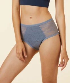 Etam Menstruations-Panty Hohe Taille - Mittlerer Fluss Blau