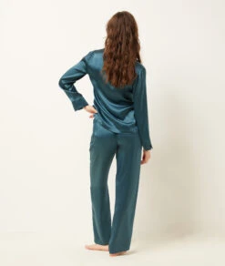 Luxuriöses Pyjamaoberteil aus reiner Seide – Petrolblau -Etam Verkäufe 652963648 c