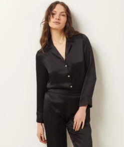 Luxus Seiden-Pyjamahose für Damen in Schwarz - Fließende 16mm Seide -Etam Verkäufe 652963705 c