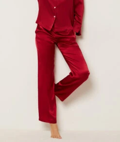 Rote Seiden-Pyjamahose - Elegante Schlafhose aus 100% Seide mit elastischem Bund
