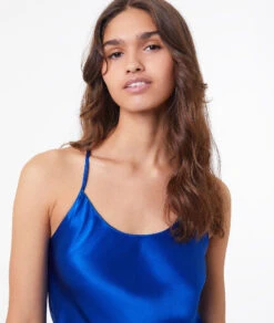 Luxus Seiden-Nachthemd in Königsblau - 100% Naturseide mit Thermo-Funktion