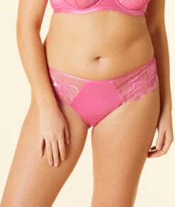 Eleganter Hipster Slip mit floraler Tüll-Stickerei in Zartrosa