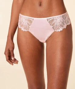 Floral Embroidered Tulle Hipster Panty with Silky Shimmer Finish