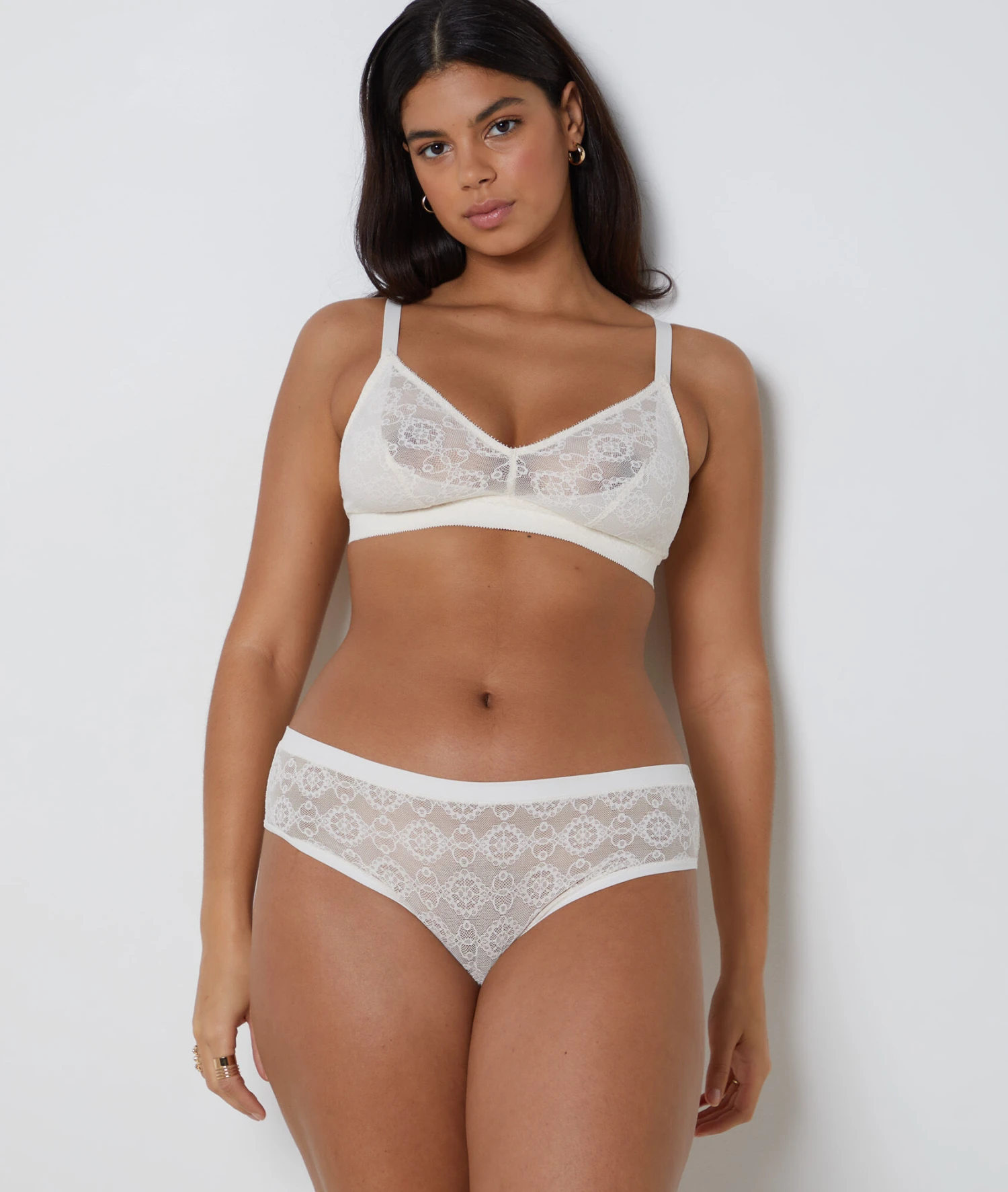 Bügelloser Triangel BH aus Spitze in Ekru - Komfort für D-G Cups 3 Bügelloser Triangel BH aus Spitze in Ekru - Komfort für D-G Cups – Bild 3