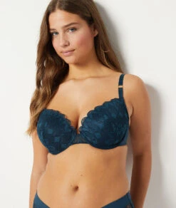 Sky BH N.5: Leicht Gefütterter Push-up BH mit Floralem Spitzen-Dekolleté – Blau 9 Sky BH N.5: Leicht Gefütterter Push-up BH mit Floralem Spitzen-Dekolleté – Blau -Etam Verkäufe 653089522 c