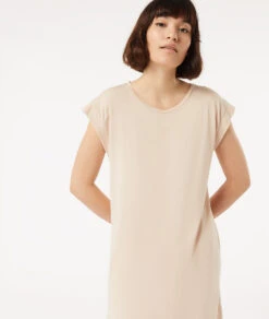 Damen Nachthemd Beige - Nachhaltiges Design aus Bio-Baumwolle & Lyocell