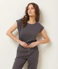 Bequemes Kurzarm Pyjama Oberteil in Anthrazit - Weiches Schlafshirt 9 Bequemes Kurzarm Pyjama Oberteil in Anthrazit - Weiches Schlafshirt -Etam Verkäufe 653138604 c