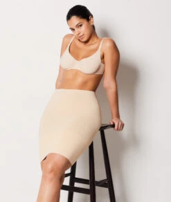 Figurformender Rock mit Hoher Taille – Shapewear Unterrock Beige