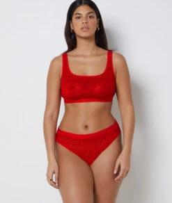 Spitzen-BH ohne Bügel für Große Größen - D bis G Cup - Granatrot 7 Spitzen-BH ohne Bügel für Große Größen - D bis G Cup - Granatrot -Etam Verkäufe 653240775 6