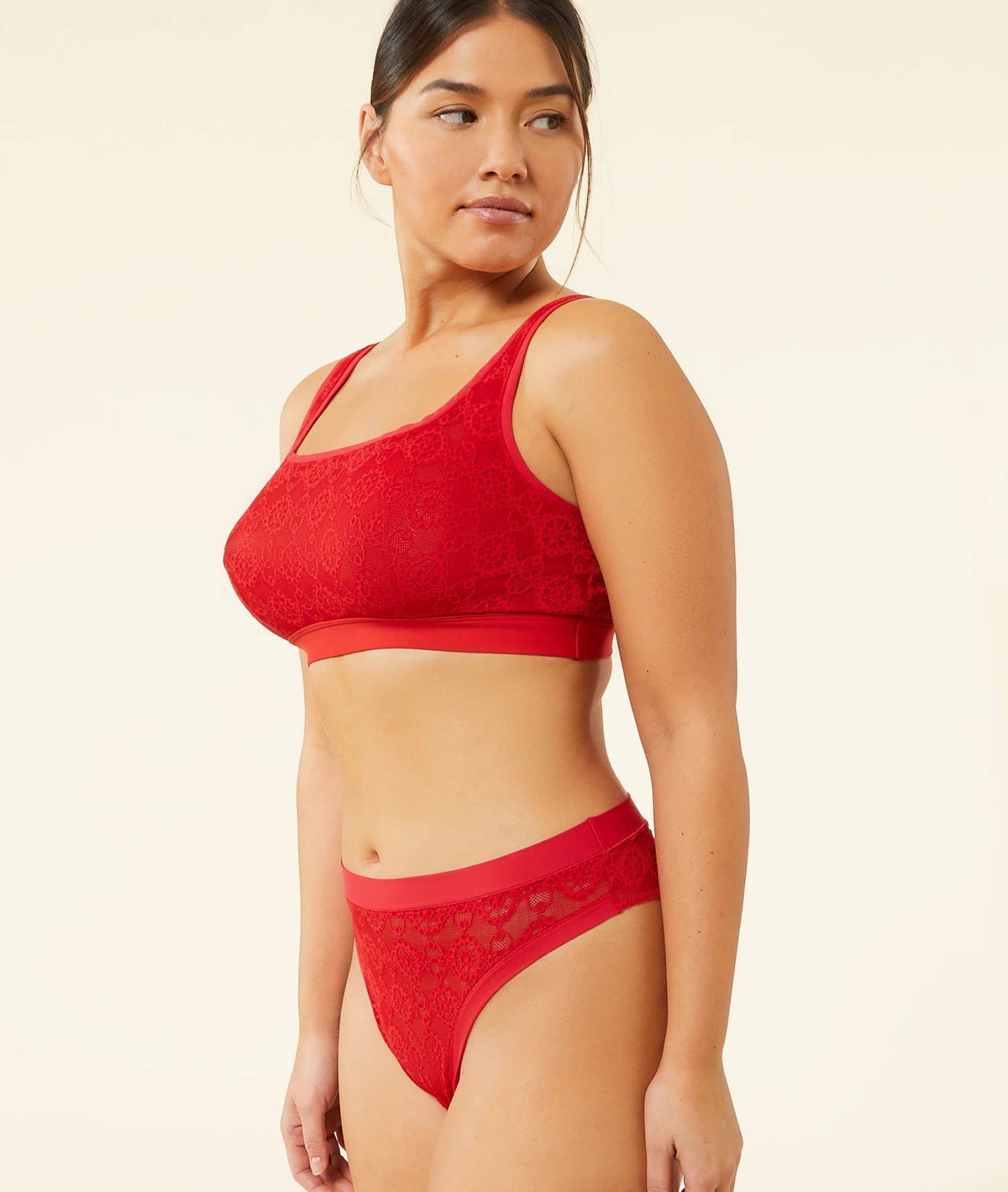 Spitzen-BH ohne Bügel für Große Größen - D bis G Cup - Granatrot 5 Spitzen-BH ohne Bügel für Große Größen - D bis G Cup - Granatrot – Bild 5