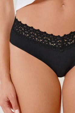 Damen Hipster in V-Form mit eleganter Spitze – Schwarz -Etam Verkäufe 653460405 c