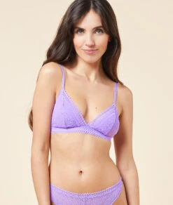Bügelloser Triangel BH mit Spitze in Flieder – Nachhaltiger Komfort