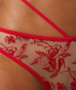 Eleganter Roter Tanga mit Floraler Stickerei und Tüll-Details 8 Eleganter Roter Tanga mit Floraler Stickerei und Tüll-Details -Etam Verkäufe 653518473 b