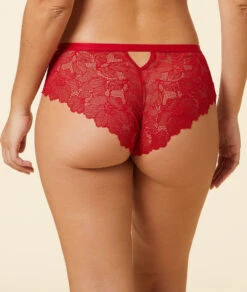 Eleganter Roter Microfaser-Shorty mit Floralem Spitzendetail und Cut-out -Etam Verkäufe 653549573 c