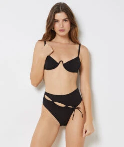 High-Waist Panty mit Cut-outs & Bindebändern in Schwarz -Etam Verkäufe 653559705 b