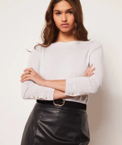 Pullover Mit Langen Ärmeln Und U-Boot-Ausschnitt HELLGRAU -Etam Verkäufe 653574403 b