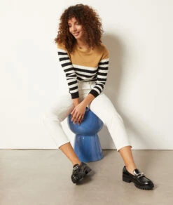 Pullover Mit U-Boot-Ausschnitt Und Streifen-Print KAMEL 9 Pullover Mit U-Boot-Ausschnitt Und Streifen-Print KAMEL -Etam Verkäufe 653574406 c