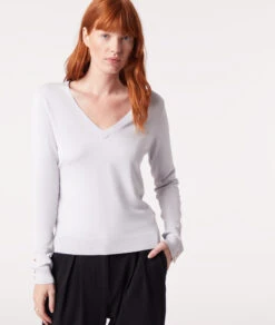 Pullover Mit V-Ausschnitt HELLGRAU