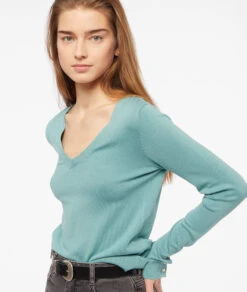 Pullover Mit V-Ausschnitt Aus Feinem Strick SELADONGRÜN -Etam Verkäufe 653577738 c