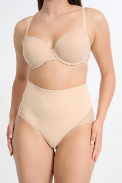 Figurformendes Panty mit Hoher Taille & Eleganten Spitzendetails - Beige