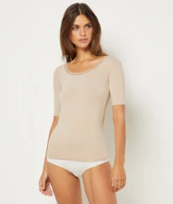 T-Shirt Mit Kurzen Ärmeln, Thermostrick SANDGELB 7 T-Shirt Mit Kurzen Ärmeln, Thermostrick SANDGELB -Etam Verkäufe 653600492 6