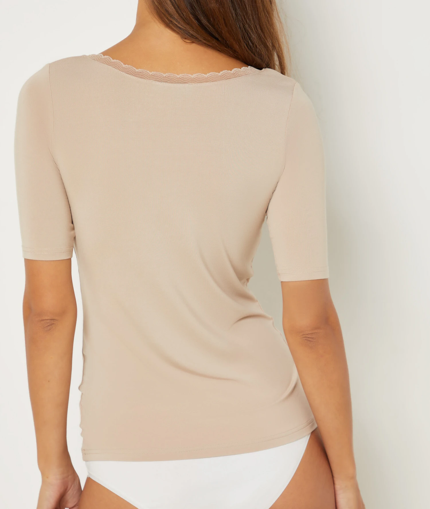 T-Shirt Mit Kurzen Ärmeln, Thermostrick SANDGELB 2 T-Shirt Mit Kurzen Ärmeln, Thermostrick SANDGELB – Bild 2