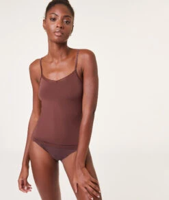 Damen Thermostrick Top mit Spitze - Wärmendes Caraco in Braun -Etam Verkäufe 653604485 6