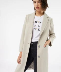 VICTORIA Langer Mantel Mit Geradem Schnitt CREME -Etam Verkäufe 653645480 c