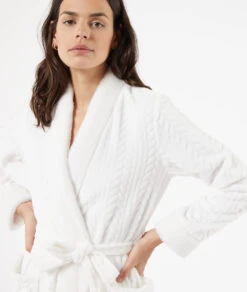 Langer Fleece-Bademantel in Ekru – Luxuriöser Komfort & Nachhaltiges Design -Etam Verkäufe 653714580 c