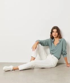 Jeans Mit Hoher Taille Im Karottenschnitt, 100 % Baumwolle WEISS -Etam Verkäufe 653731701 x